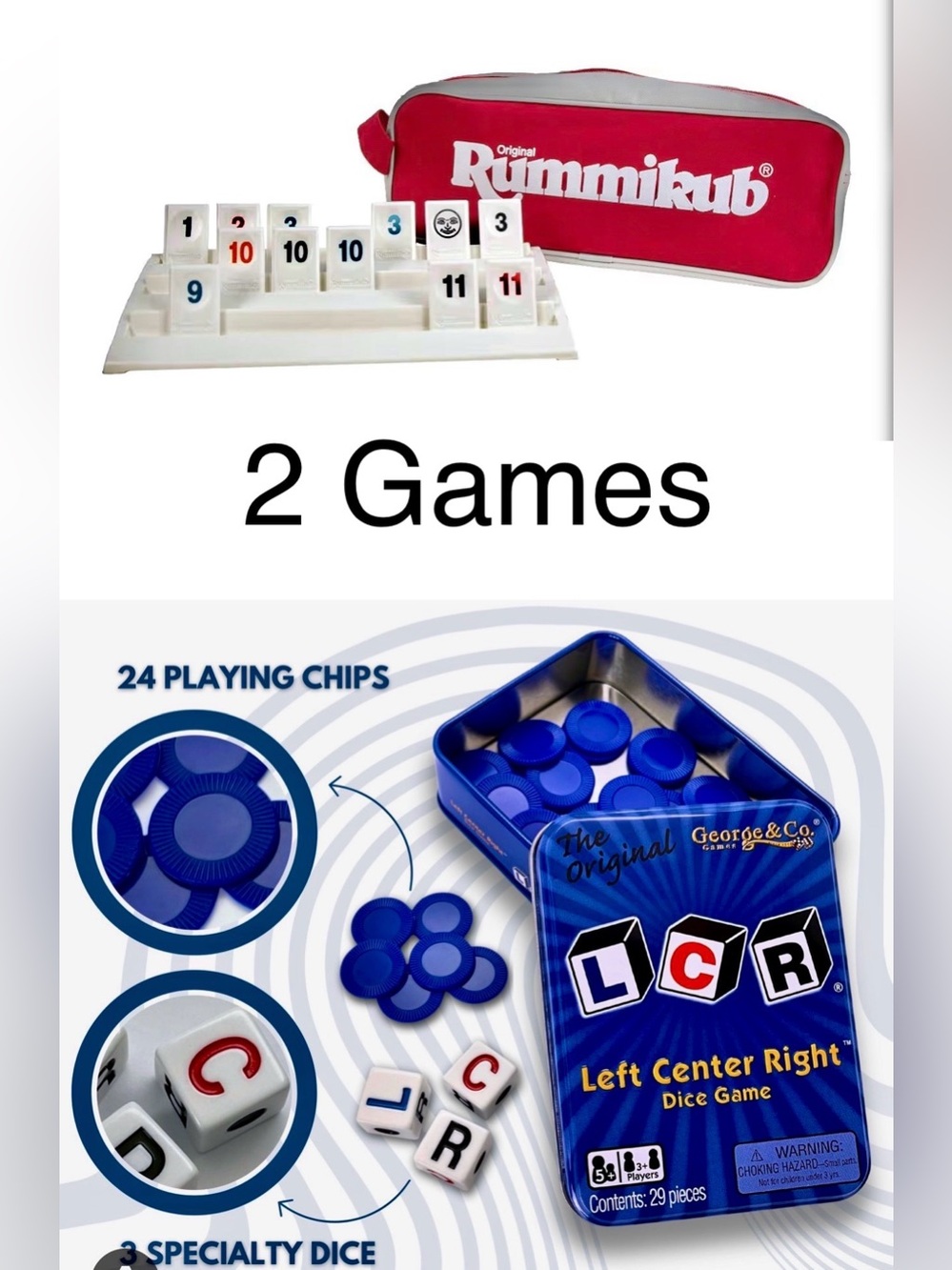 Rummikub and Right Left Center Games